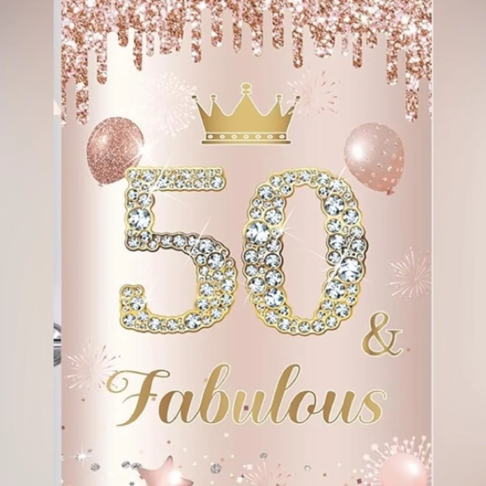 50 and fabulous Rose gold door cover, 3 x 6